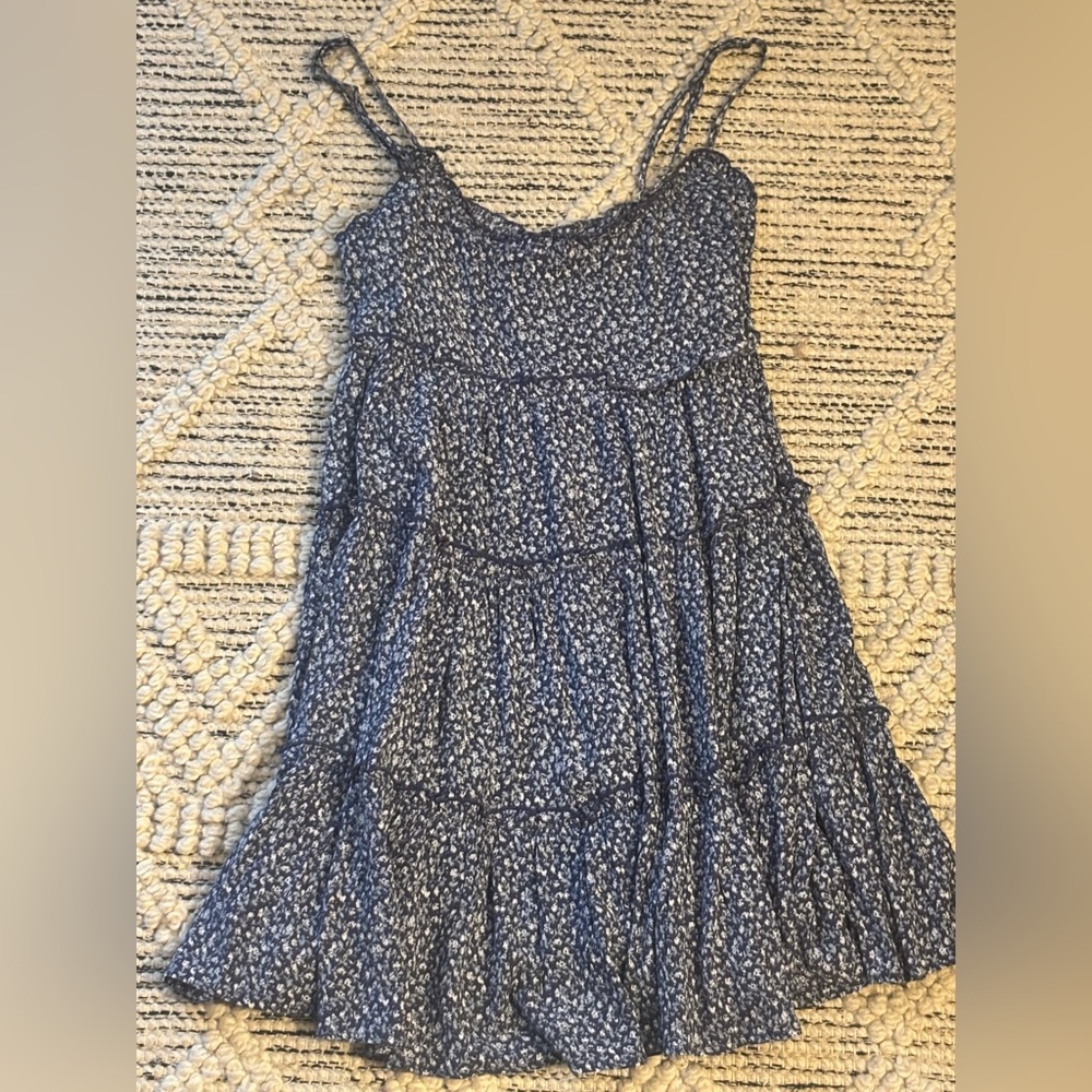 Lulu's Navy Floral Babydoll Tiered Dress - Picture 5 of 8
